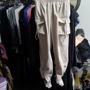 Light Pink Cargo Pants with Drawstring